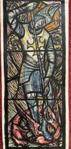 01 Alan Figg Saint George and the Dragon Design for stained glass Gouache 490 x 200cms