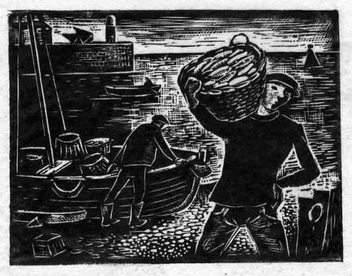 06 Arthur Charlton Fishermen woodengraving 8 x 10cms