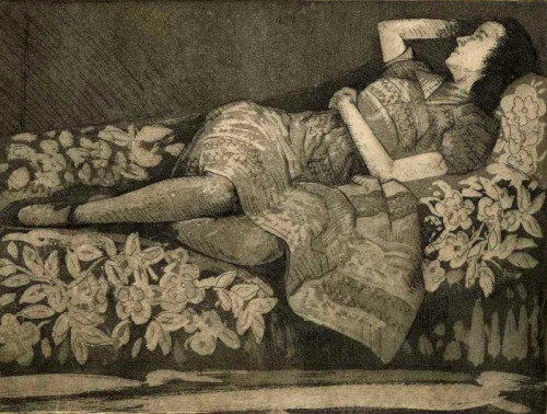 08 Arthur Charlton Tina Reclining aquatint 14 x 19cms 1947