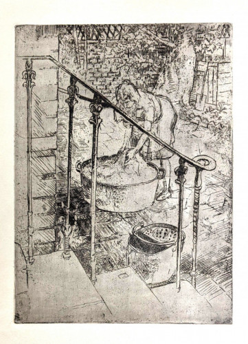 10 Arthur Charlton London Backyard etching 22 x 16cms circa 1950