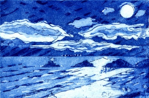 David Barron Mumbles by Moonlight Aquatint 10 x 15 cms £90
