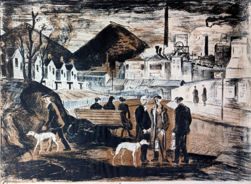 15 Arthur Charlton Miners with Whippets lithograph 32 x 46cms Late 50s