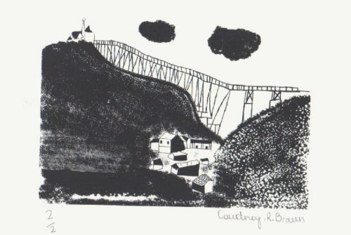 Courtney R. Braun New Traditions in Print Ysgol Tirdeunaw screenprint