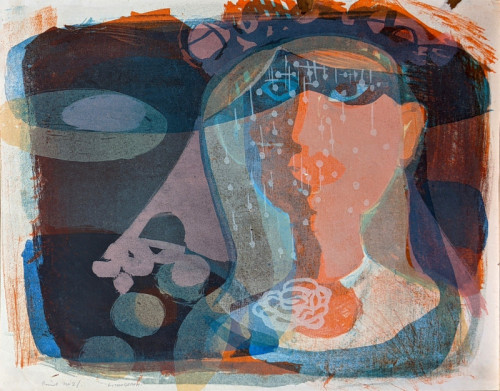 23 Arthur Charlton Woman with Veil lithograph 40 x 50cms