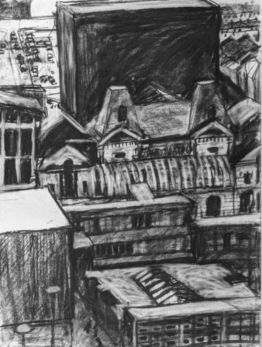 47 David Barron The Grand Theatre, Swansea charcoal 76x56cm