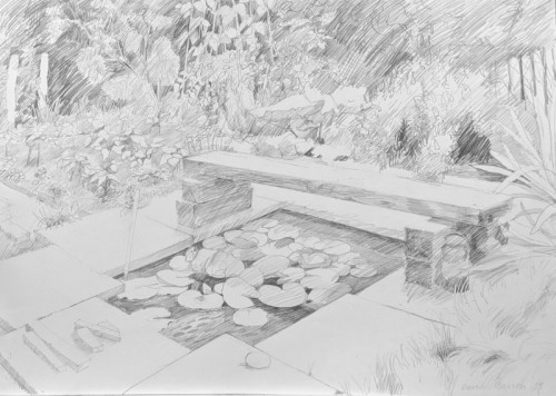 58 David Barron Lilypond pencil 72 x 100cms
