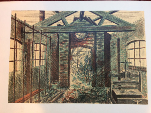 Alan Figg Derelict Steelworks Cwmfelin Swansea 45 x 31cms lithograph 1962