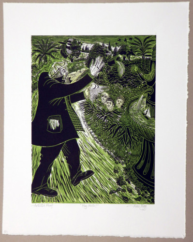 Alan Figg | HEY MISTER | linocut and lino etch