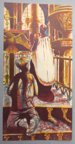 Alan Figg Holy Communion lithograph 20 x 40cms 1962 Set exercise from past NDD examination paper