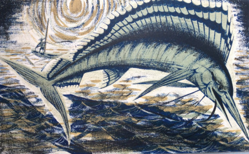 Alan Figg The Old Man and the Sea Book jacket design 26 x 16cms 1961