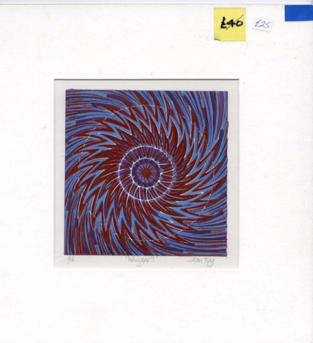 Alan Figg Whizzer 1 reduction lino 15x15cm £25