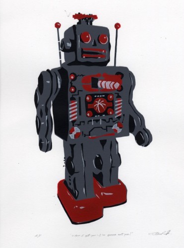 Alan Roberts 'When I get you I'm gonna eat you' photoscreenprint