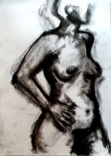 Alan Williams Hand on Hip Charcoal 60 x 44cm