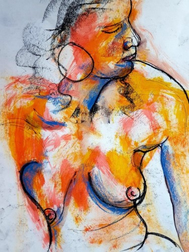 Alan Williams Lady with Earring Mixed Media 57 x 45 cm