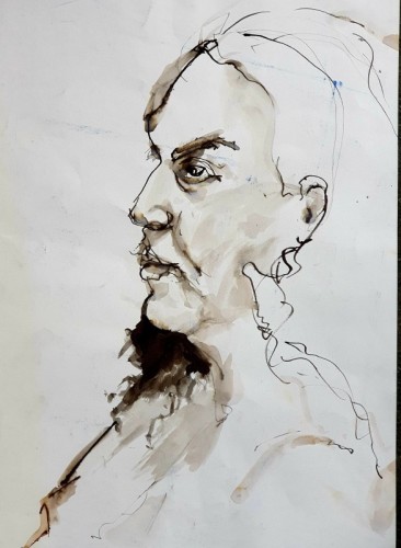 Alan Williams Portrait Pen & Ink 42 x 30 cm