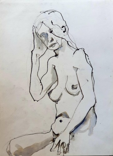 Alan Williams Thoughtful Pen & Ink 37 x 27 cm