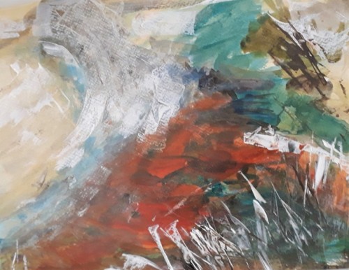 Anne Gullick | Oxwich river estuary | acrylic.