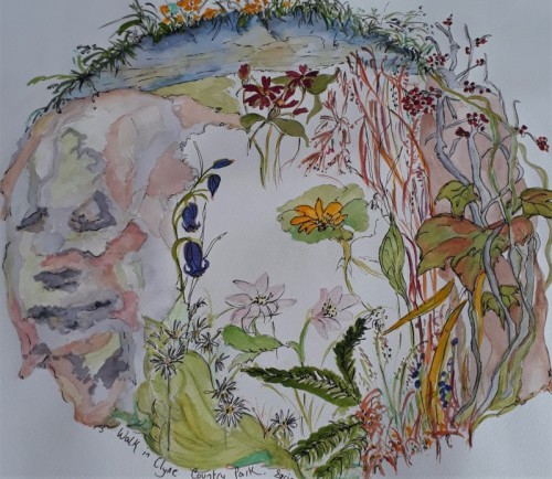 Anne Gullick | Walk in Clyne woods May 2020 | Watercolour and ink.