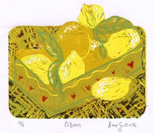 Anne Gullick ‘Citrons’ Reduction lino print 24 x 21cms £55.00