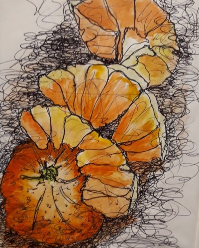 Anne Gullick | Marmalade time 2 | ink and watercolour.