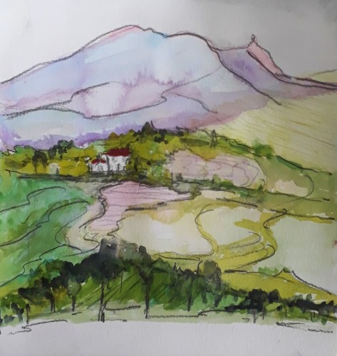 Anne Gullick |  Mont Ventoux at first light | watercolour