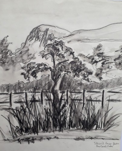 Anne Gullick. Towards Skirrid Fawr, graphite and charcoal.