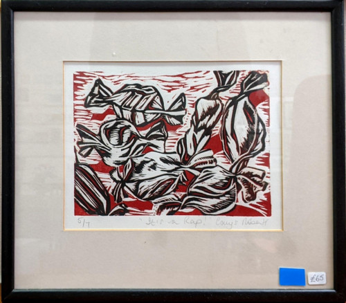 Carys Roberts 'Its a Wrap' linocut 31x35cm £65