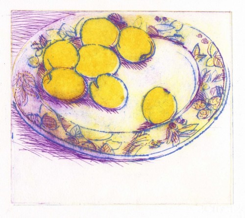 David Barron | Apricots | Drypoint 215 x 250mm