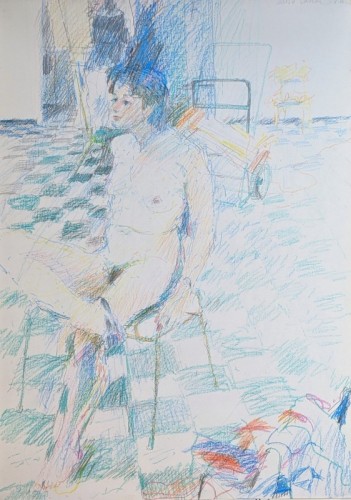 David Barron life study-003 coloured pencil 60 x 88cms