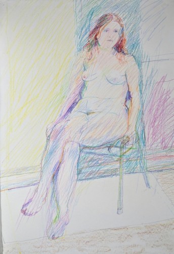 David Barron life study-006 coloured pencil 60 x 88cms