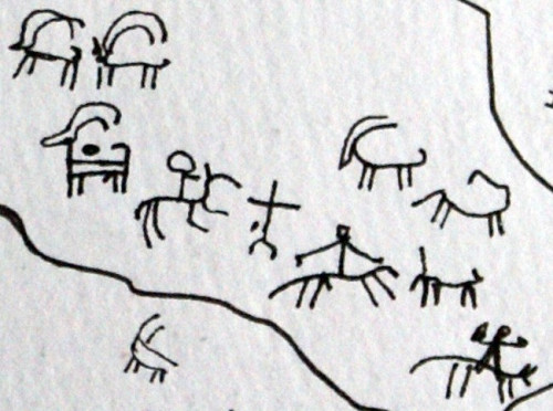 K. Copying the carvings.