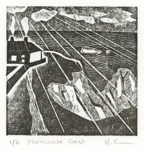 H.C_Woolabombe Coast_Collagraph