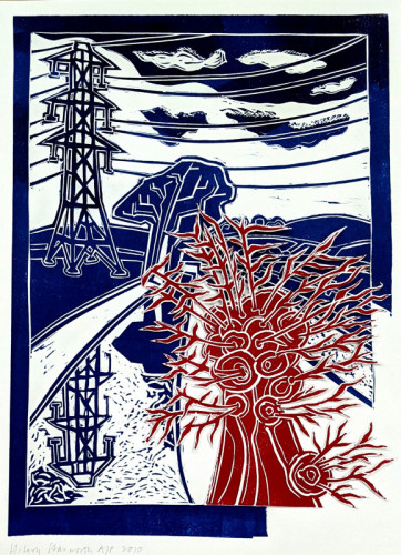 Hilary Stanworth Pylons relief and collage 42x30cm £50