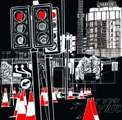 Jackie Ford 'Red Light District, Swansea, 2009' drawn stencils, screenprint 22 x 22cms