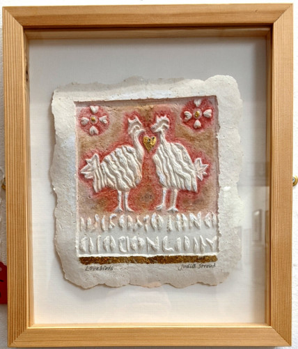 Judith Stroud Love Birds paper sculpture relief 33x28cm £45
