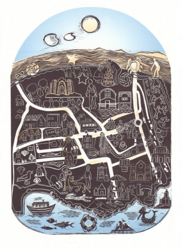 Judith Stroud Mappa Mumbles linocut 38 x 28cm £105.00