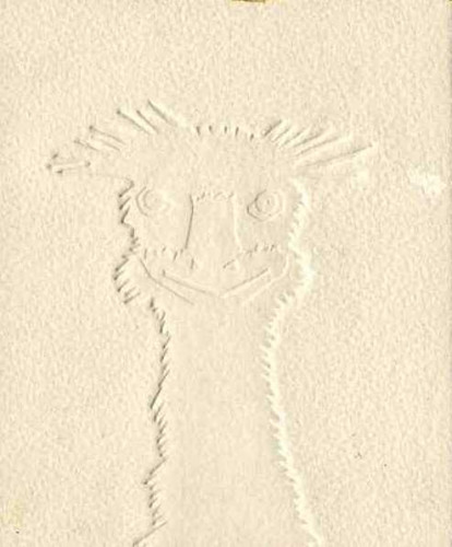 Kara Seaman Anna's Emu blind emboss collagraph 16x13 £15