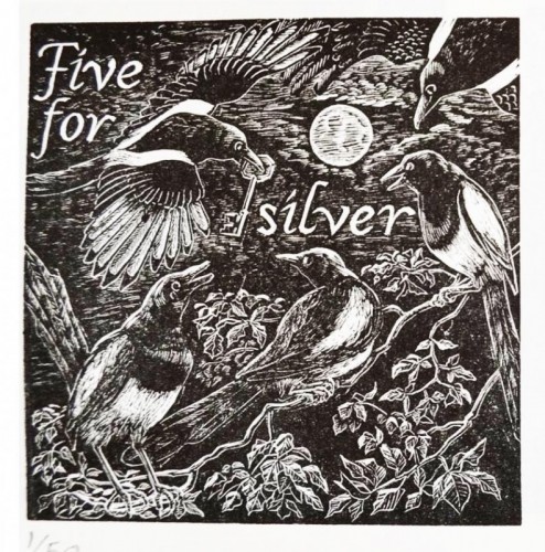 Kath Littler Magpie 5 woodengraving