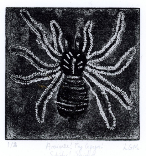 Laura Gwen Miles_Araignee! Pry Copyn! Spider! Spider!_Etching