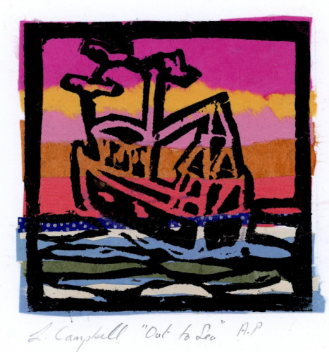 Lesley Campbell_Out to Sea_Relief Print