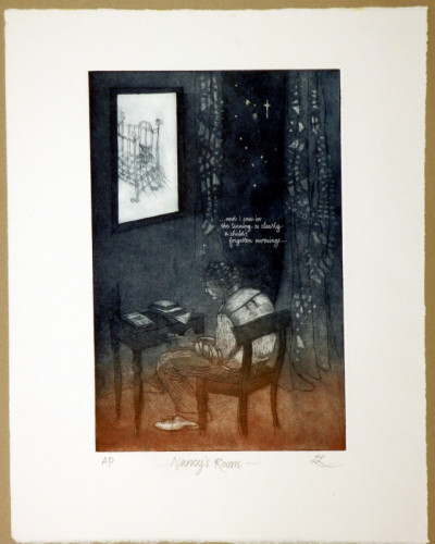 Lesley Lillywhite | NANCY’S ROOM | etching and aquatint with screenprint