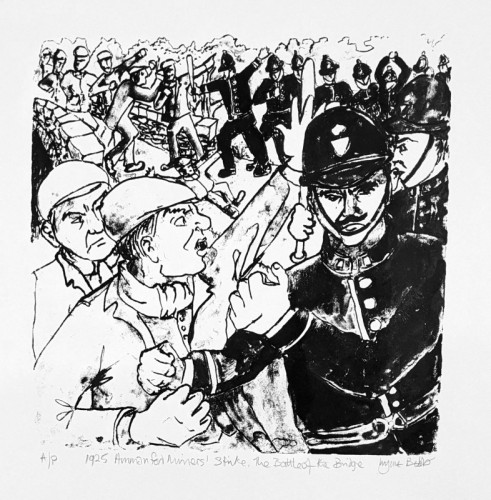 Lynne Bebb | 1925 Ammanford Miners Strike, The Battle of the Bridge | Screenprint