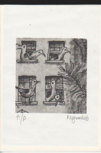 Lynne Bebb Seagulls photopolymer 9x9cm £15