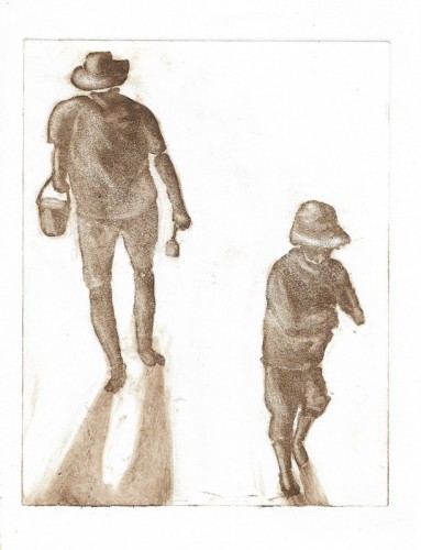 Pat Lowe | Heading home | etching 20cm x16.5cm