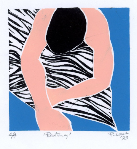 Patricia E. Lowe_Resting_Multiblock Linocut