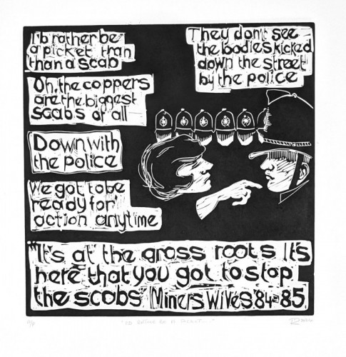 Rose Davies | I'd rather be a Picket | Linocut