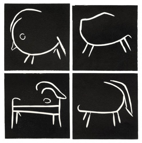 Rosie Scribblah 'Karakoram Mythic Animal Quartet' Linoprints