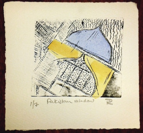 Rosie Scribblah 'Pakistan Window' Dry point etching
