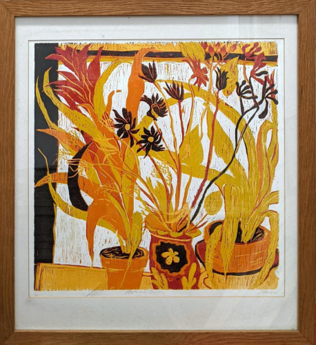 Sally Hands Autumn Gold linocut 71x65cm £95