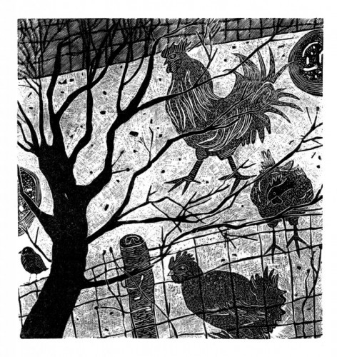 Sally Hands | January at Penderyyn | wood engraving | 12.5x12cm | £90